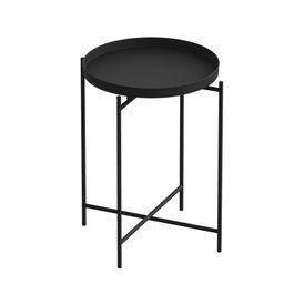Hanah Home SHB-007 Mesa de centro de metal negra para salón, estilo moderno, 46x56x46 cm